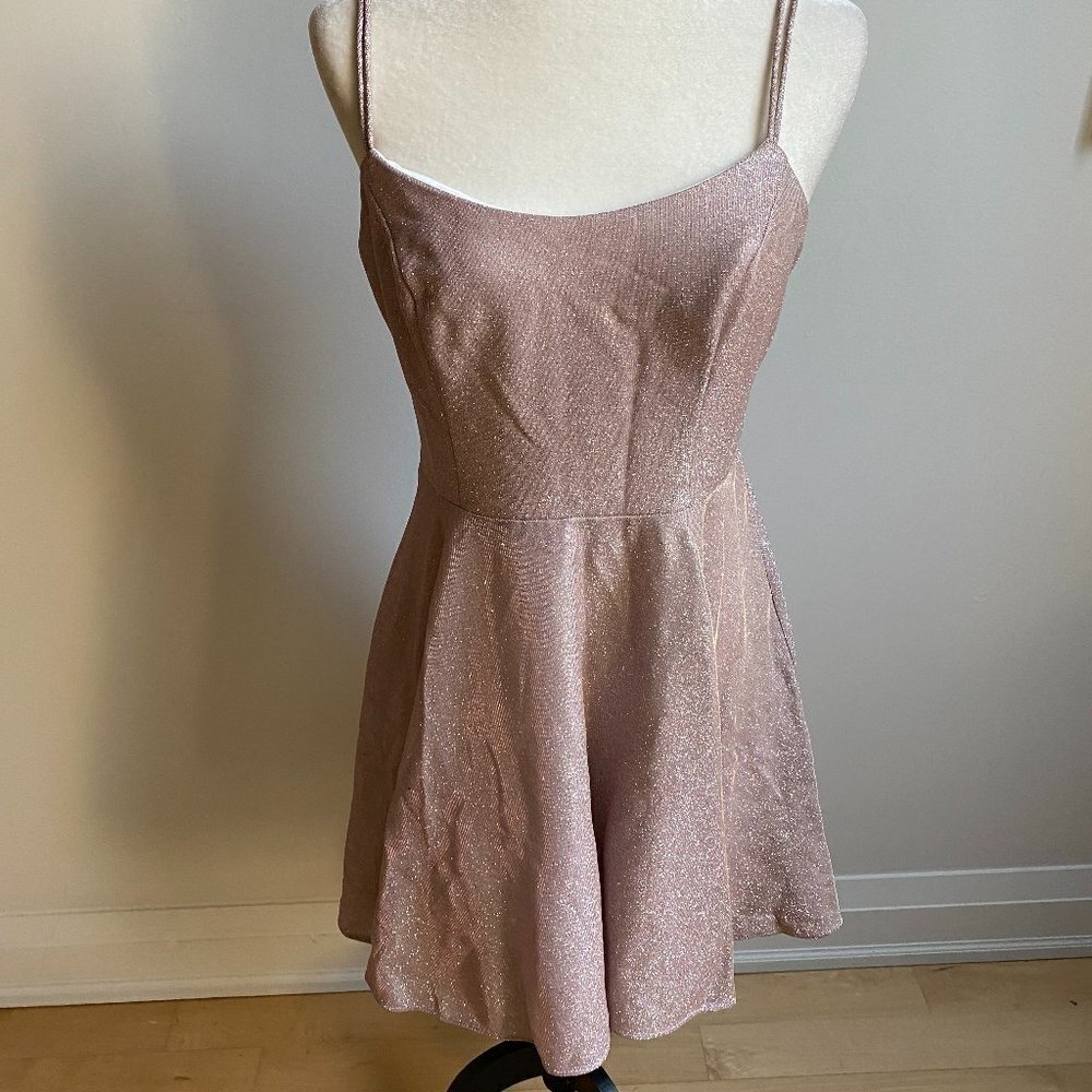 XSCAPE Bnwot Vneck Blush Glitter Party Dress 8